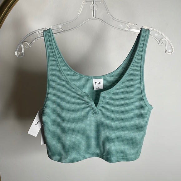 TNA Tops - TNA | Rayna Waffle Knit Top (Red & Teal)